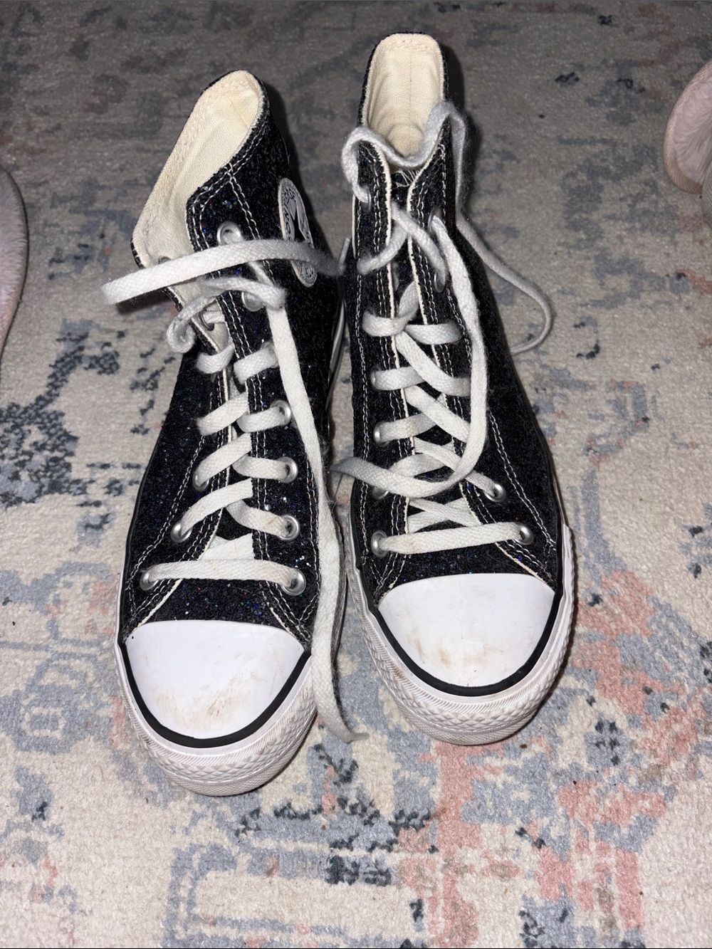Black High-Top glitter converse Sneakers size 8